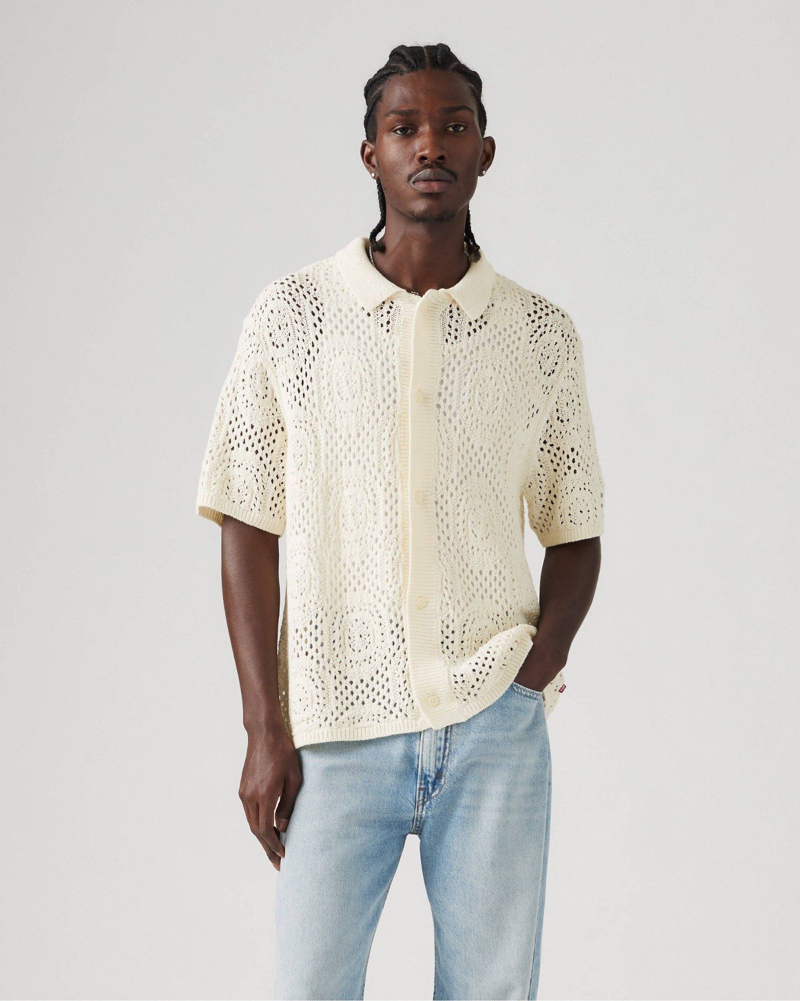 Levi's - Áo len tay ngắn nam Sweater Camp Shirt - Multi-color