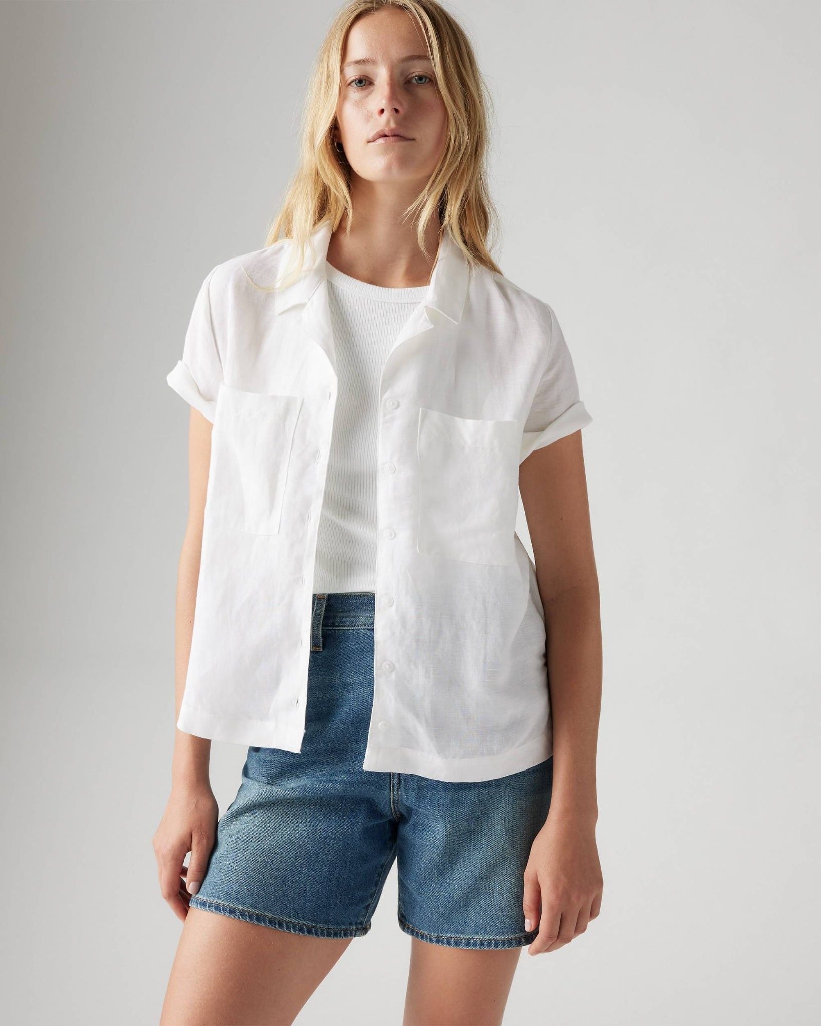 Levi's - Áo sơ mi tay ngắn nữ Sonny Camp Shirt - White