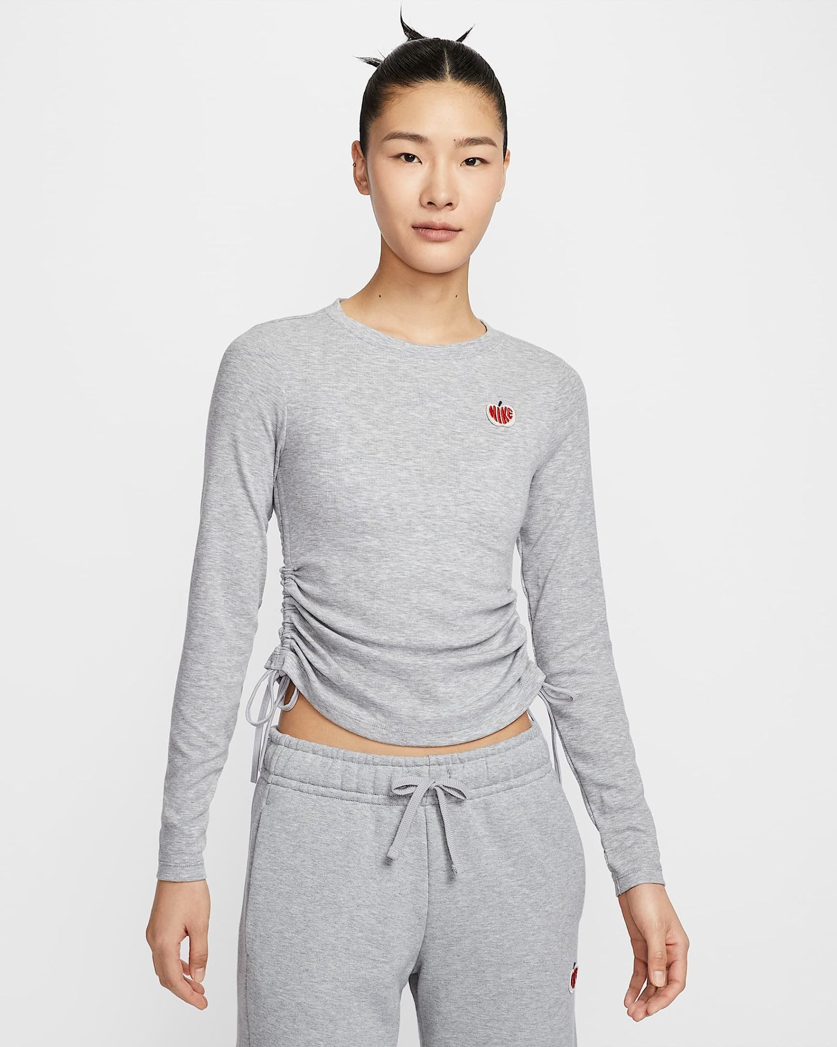 Nike - Áo tay dài thể thao Nữ Women's Ribbed Long-Sleeve Cropped Top