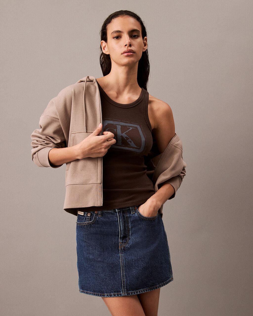 Calvin Klein - Váy jean CK nữ High Rise Denim Mini Skirt