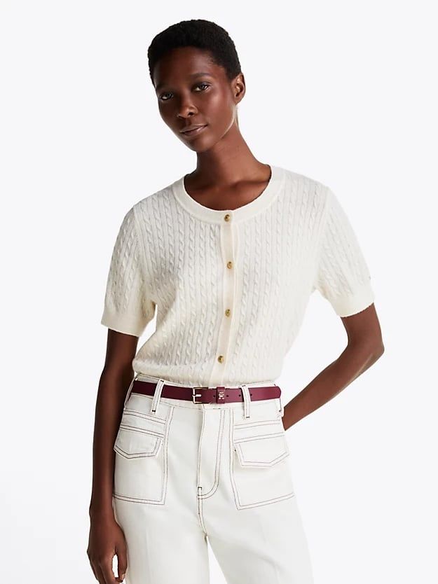 Tommy Hilfiger - Áo khoác len tay ngắn nữ Wool Blend Short Sleeve Cardigan