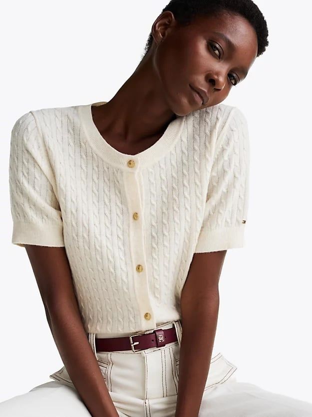 Tommy Hilfiger - Áo khoác len tay ngắn nữ Wool Blend Short Sleeve Cardigan
