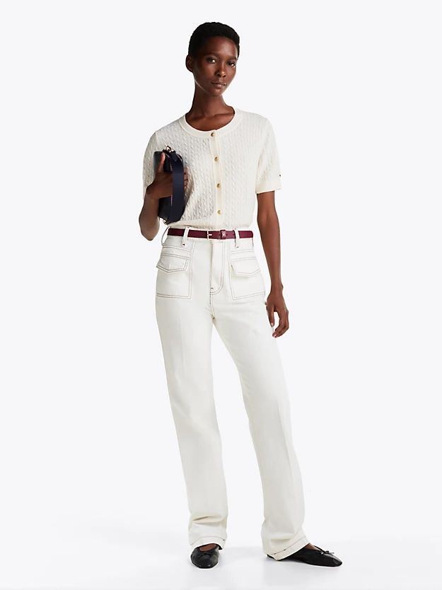 Tommy Hilfiger - Áo khoác len tay ngắn nữ Wool Blend Short Sleeve Cardigan