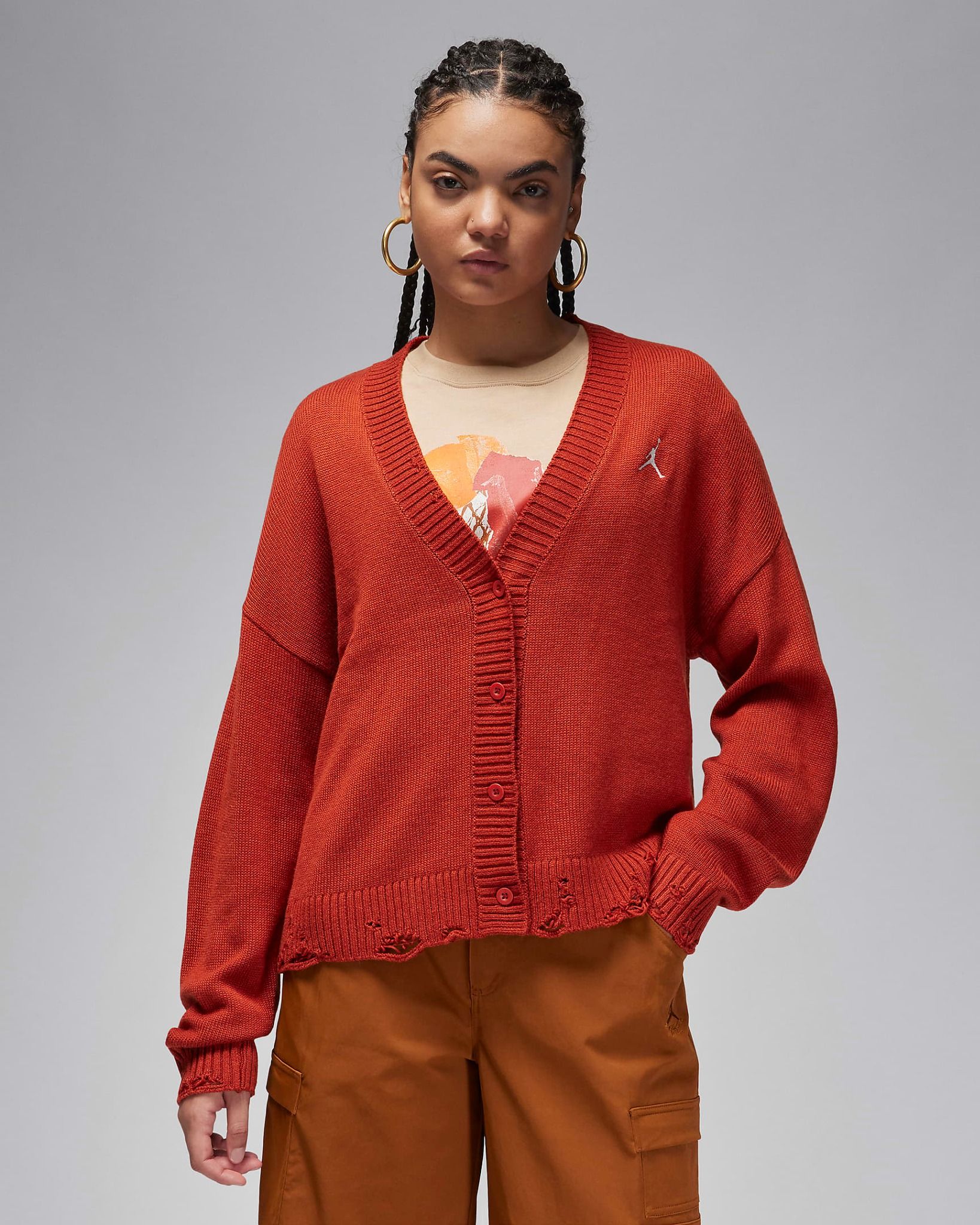 Nike - Áo khoác len thể thao Nữ Jordan Women's Distressed Cardigan