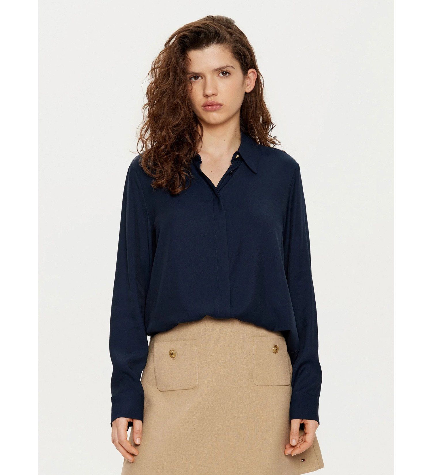 Tommy Hilfiger - Áo sơ mi tay dài nữ Concealed Placket Relaxed Shirt