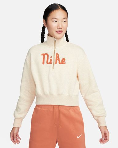 Nike - Áo tay dài thể thao Nữ Women's Oversized 1/2-Zip Crop Fleece Sweatshirt