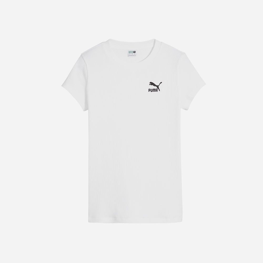 Puma - Áo thun nữ Classics Ribbed Slim Lifestyle Tee