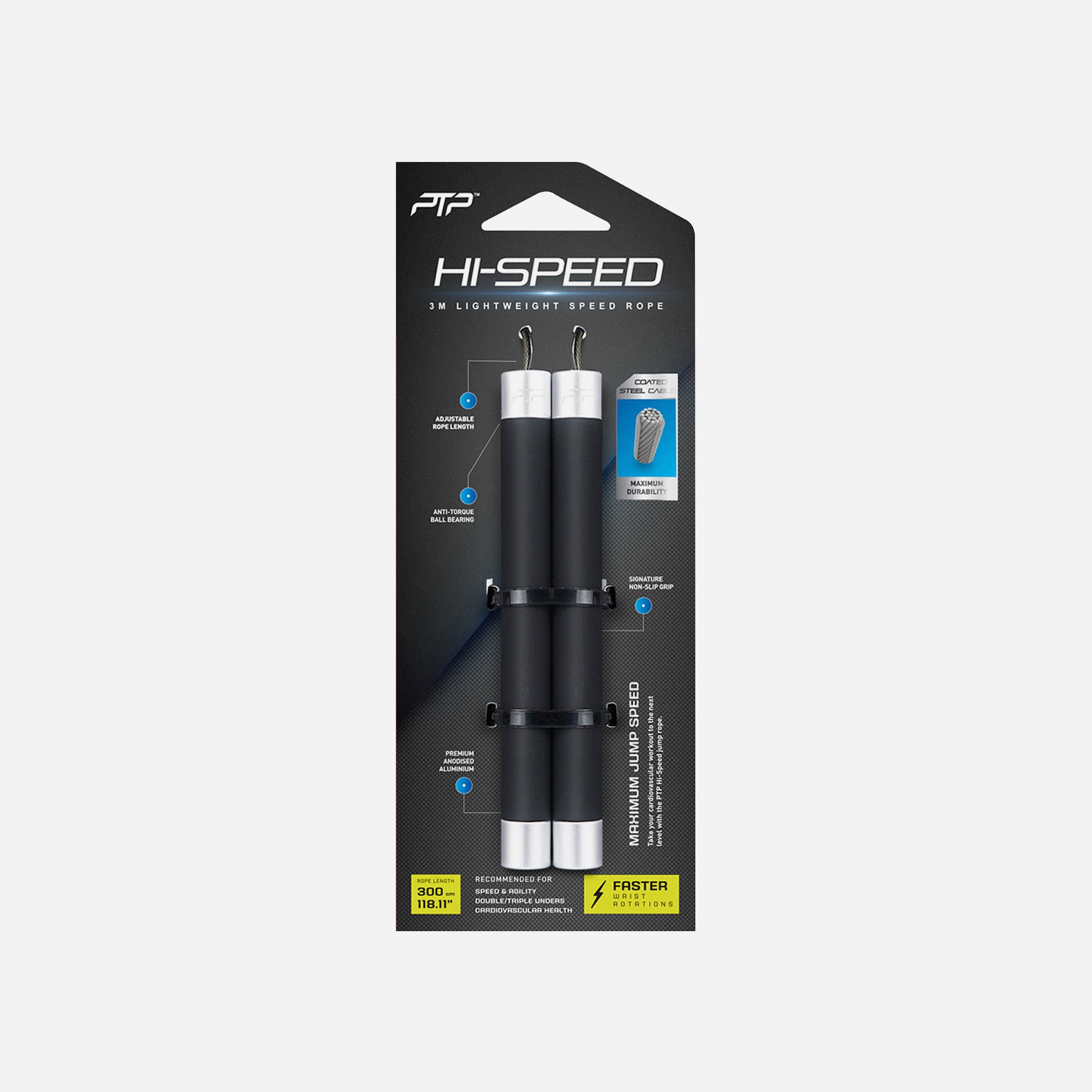 Ptp - Dây nhảy nam nữ Hi-Speed Rope Black Fitness