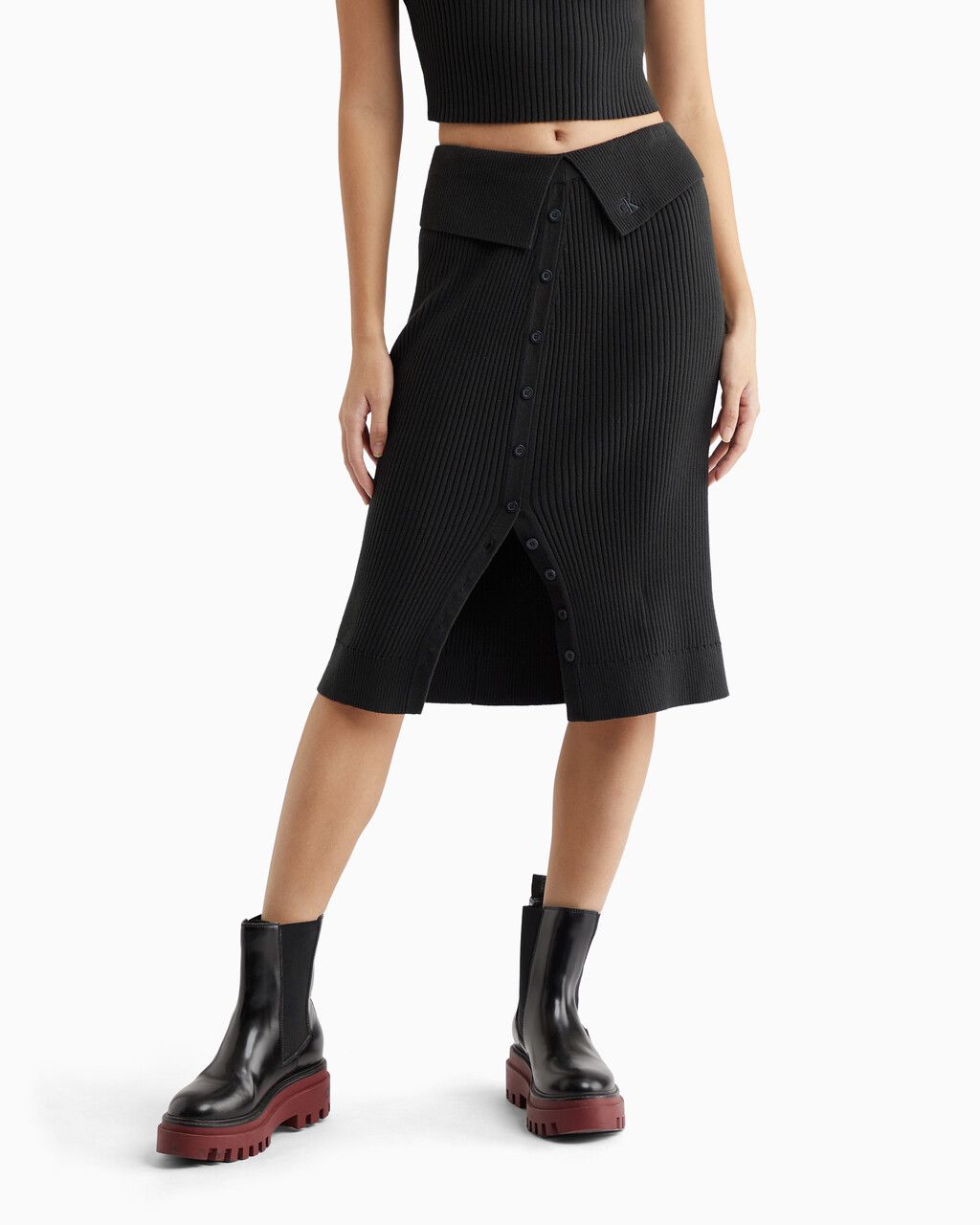 Calvin Klein - Váy CK nữ Fold Over Rib Knit Skirt