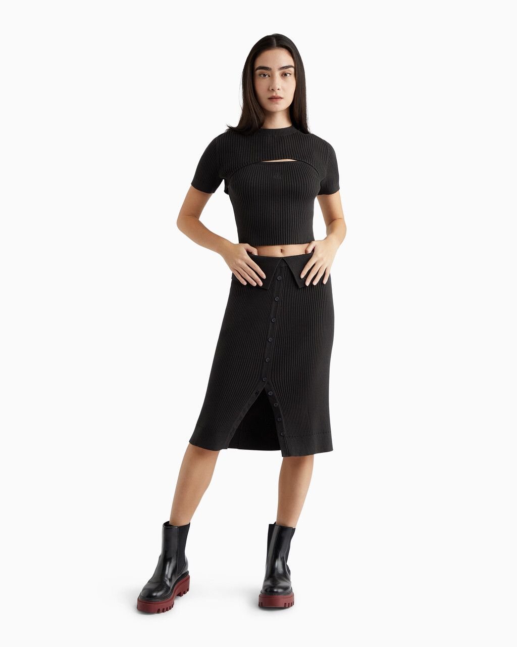 Calvin Klein - Váy CK nữ Fold Over Rib Knit Skirt