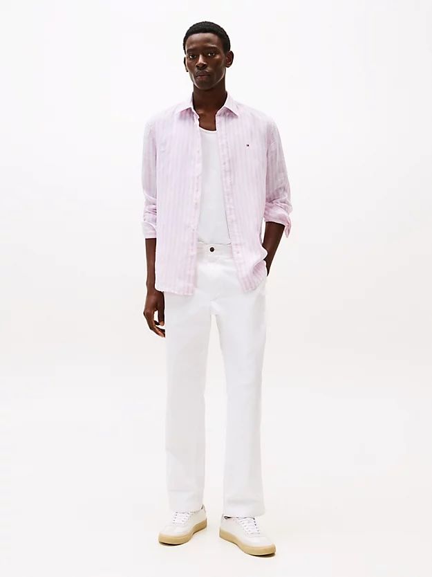 Tommy Hilfiger - Áo sơ mi tay dài nam Regular Fit Stripe Linen Shirt