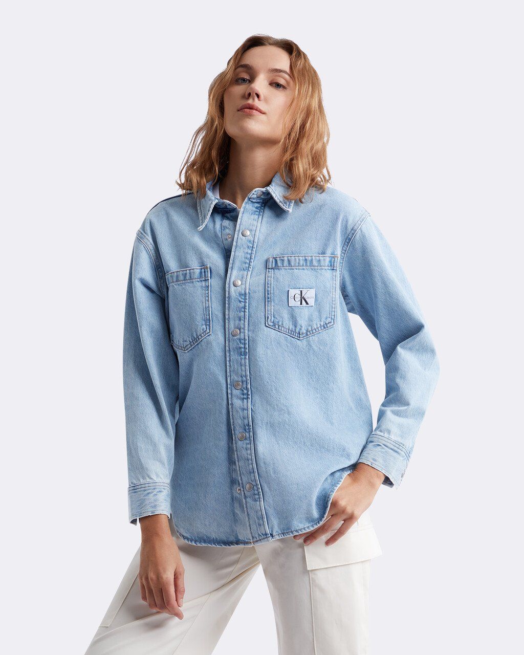 Calvin Klein - Áo sơ mi tay dài nữ Oversized Denim Shirt