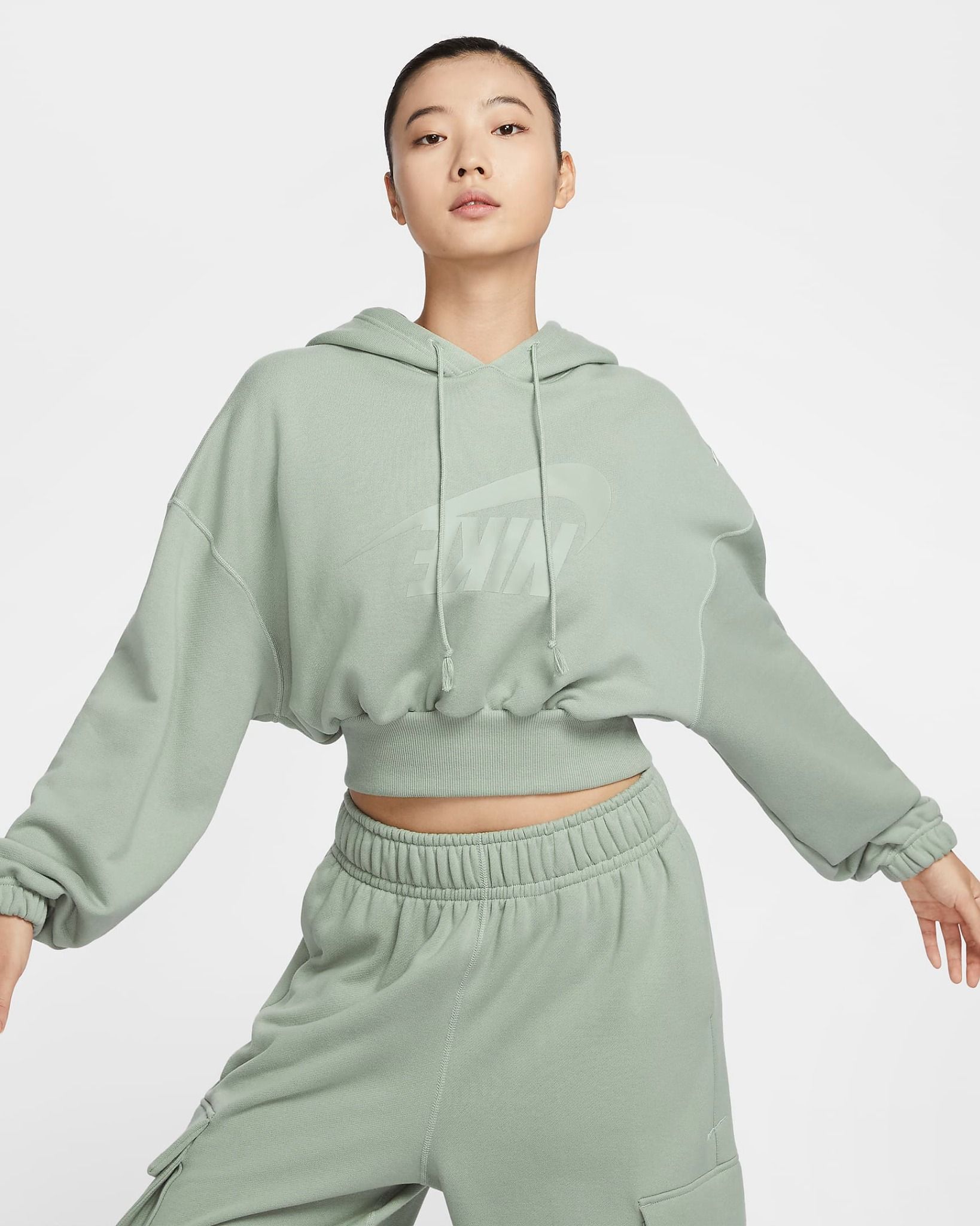 Nike - Áo khoác thể thao Nữ Women's Oversized Cropped French Terry Pullover Hoodie