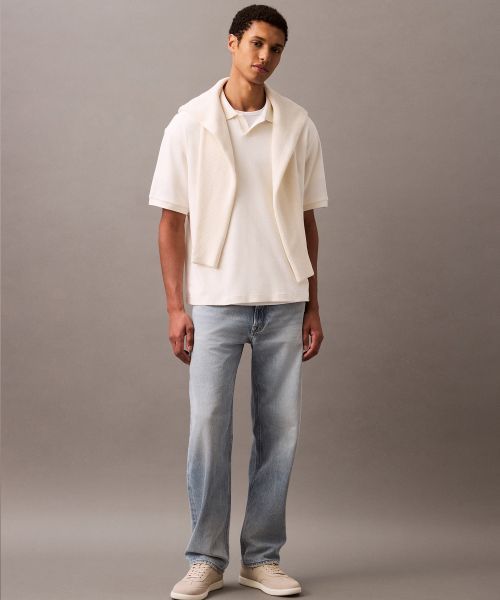 Calvin Klein - Áo polo tay ngắn nam CK Drop Needle Ribbed Polo Shirt