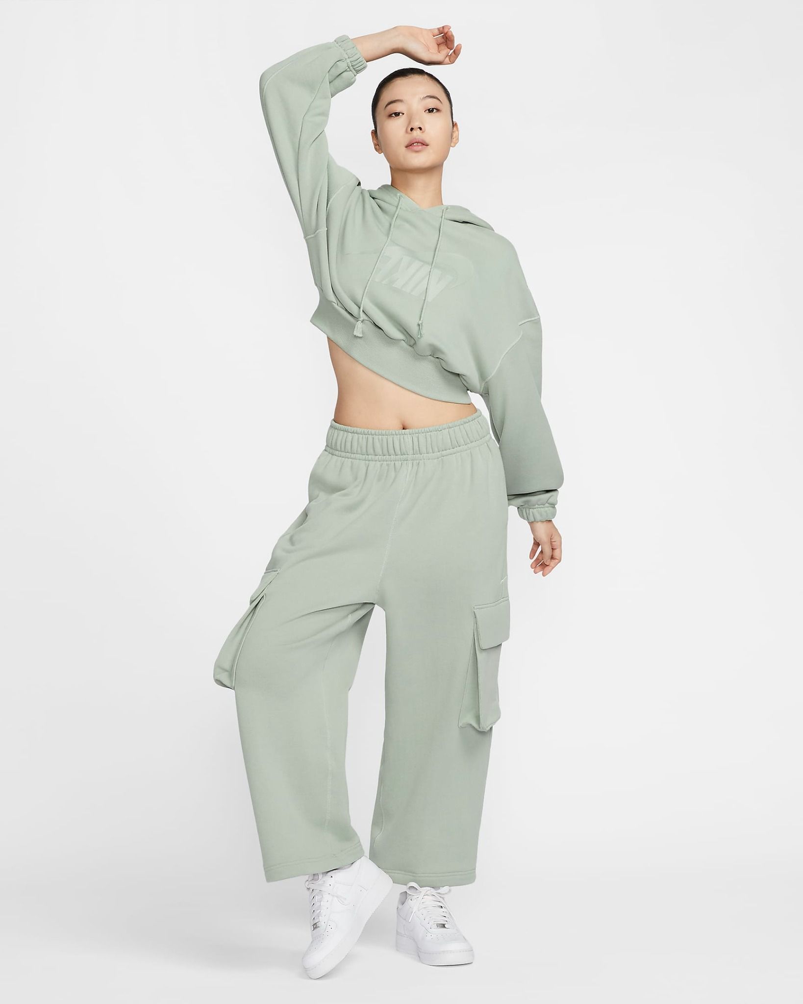 Nike - Áo khoác thể thao Nữ Women's Oversized Cropped French Terry Pullover Hoodie