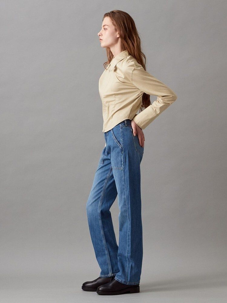 Calvin Klein - Áo sơ mi tay dài CK nữ Zipped Cotton Long Sleeve Top