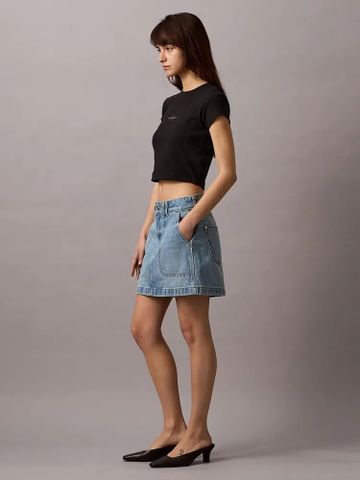 Calvin Klein - Váy jeans CK nữ Denim Utility Skirt Lightweight Blue Washed Jean