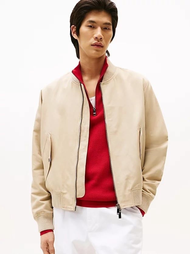 Tommy Hilfiger - Áo khoác tay dài nam Smart Casual Linen Blend Bomber Jacket