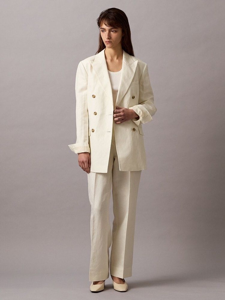Calvin Klein - Áo vest CK nữ Relaxed Linen Blend Blazer
