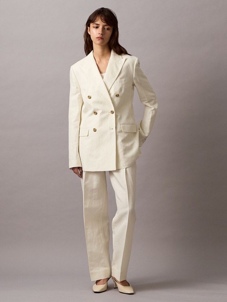 Calvin Klein - Áo vest CK nữ Relaxed Linen Blend Blazer