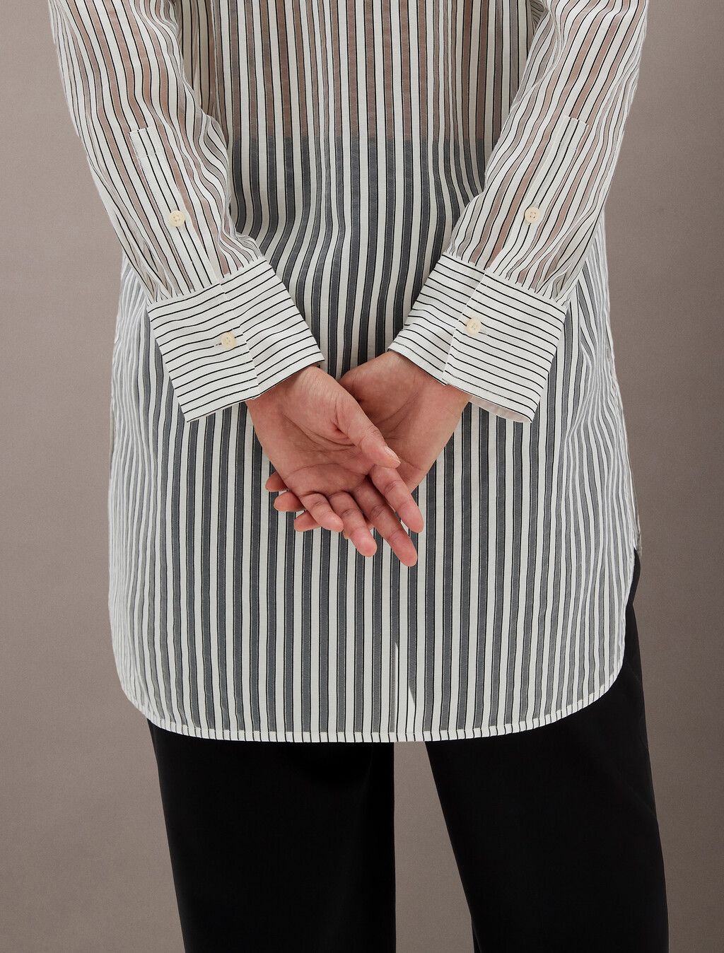 Calvin Klein - Áo sơ mi CK nữ Jacquard Stripe Popover Shirt