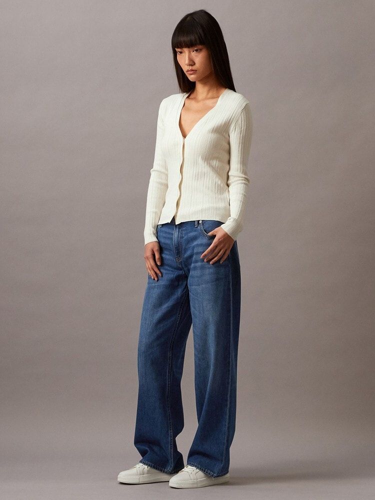 Calvin Klein - Áo khoác len CK nữ Cotton Variegated Rib Cardigan