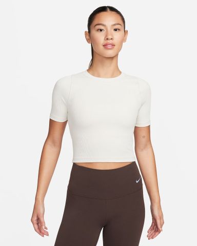 Nike - Áo tay ngắn thể thao Nữ Nike Zenvy Rib Women's Dri-FIT Short-Sleeve Cropped Top