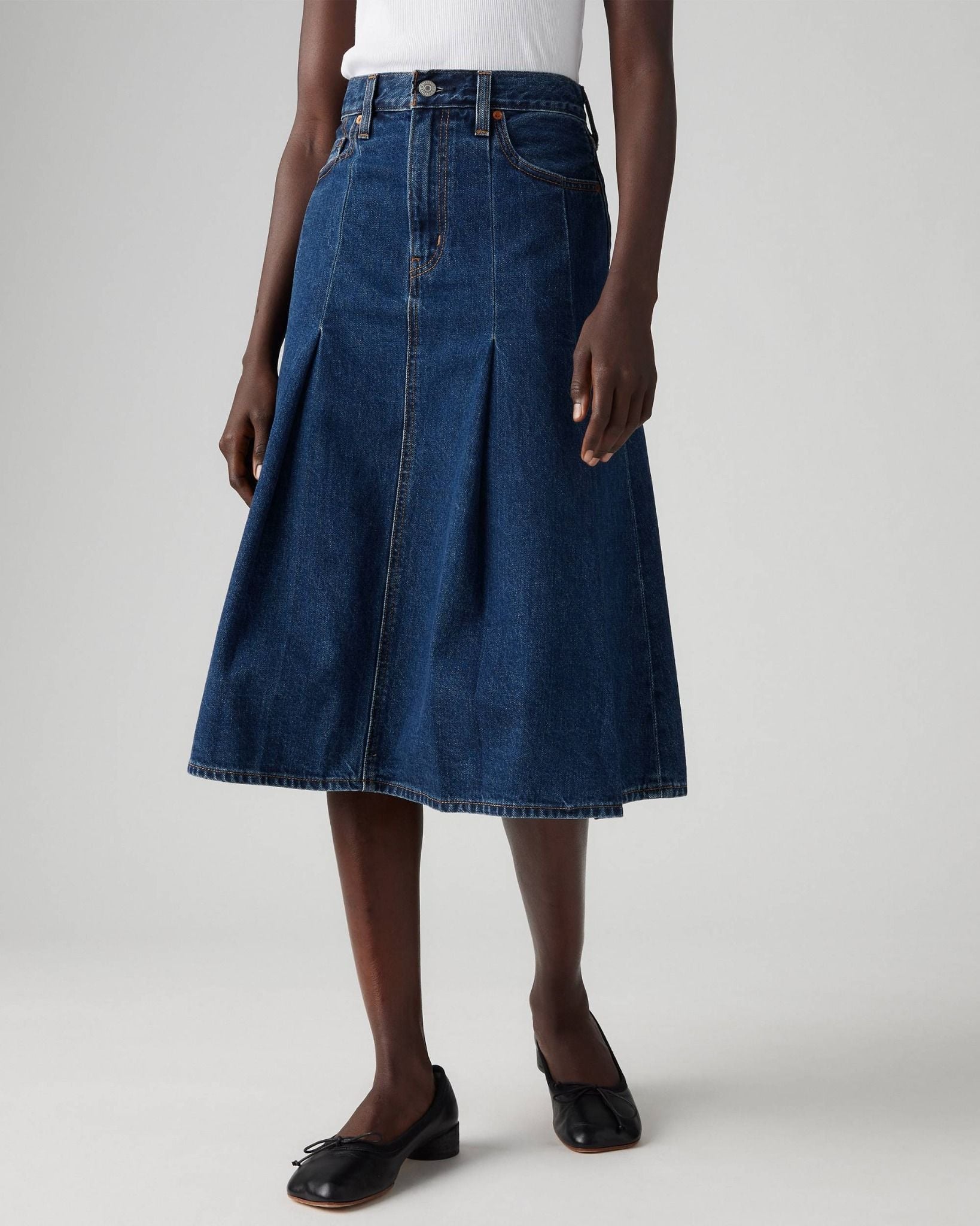 Levi's Váy jeans nữ Pleated Midi Skirt Mua ngay Hàng Chính