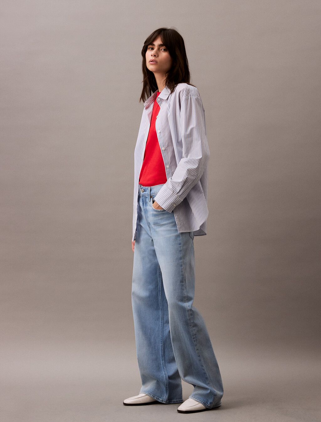 Calvin Klein - Quần jeans CK nữ 37.5 Ultra High Rise Wide Leg Jeans