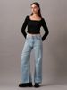 Calvin Klein - Quần jeans ống đứng CK nữ Highrise Wide Leg With Split Jean