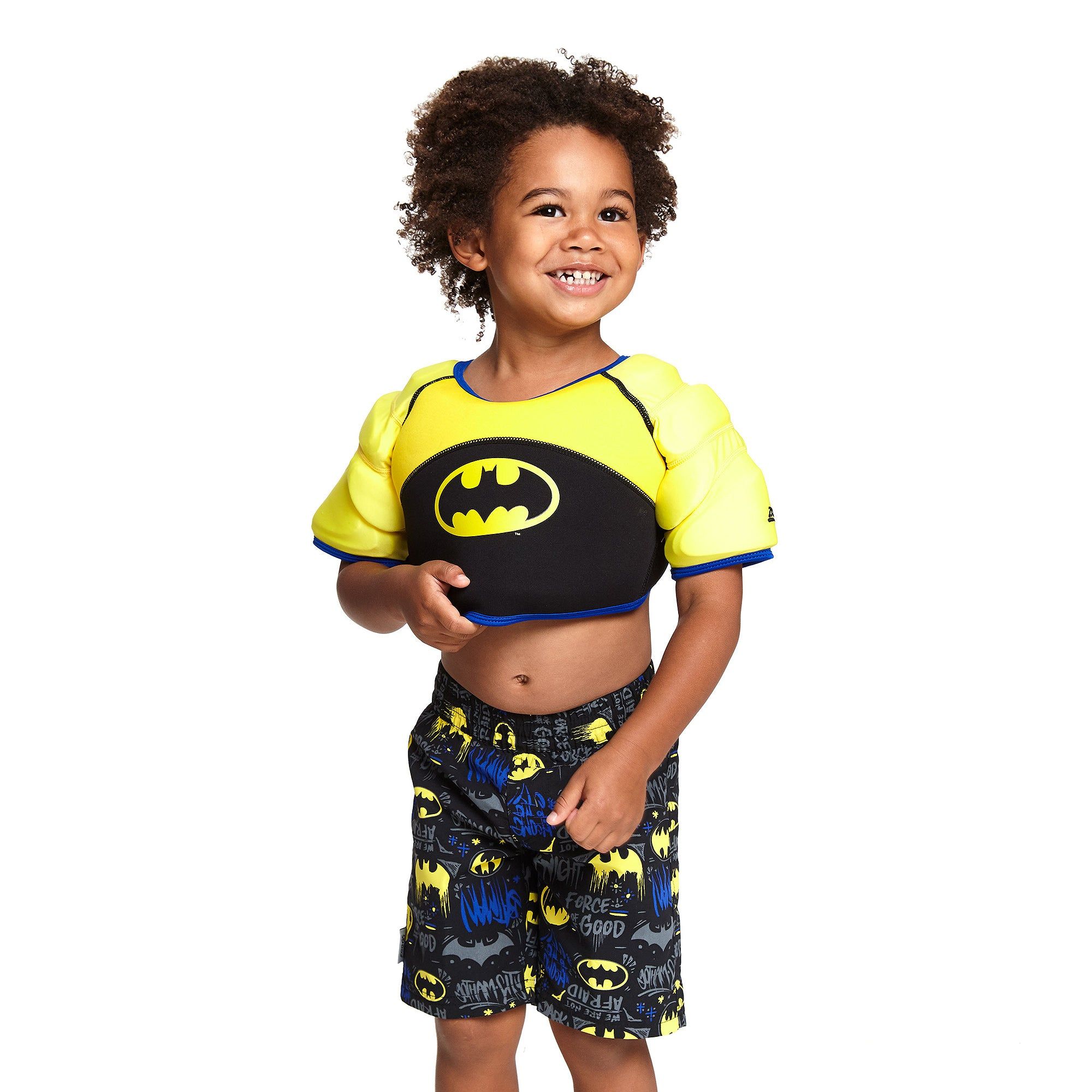 Zoggs - Áo phao tập bơi trẻ em Batman Water Wings Vest - Black/Yellow Swimming