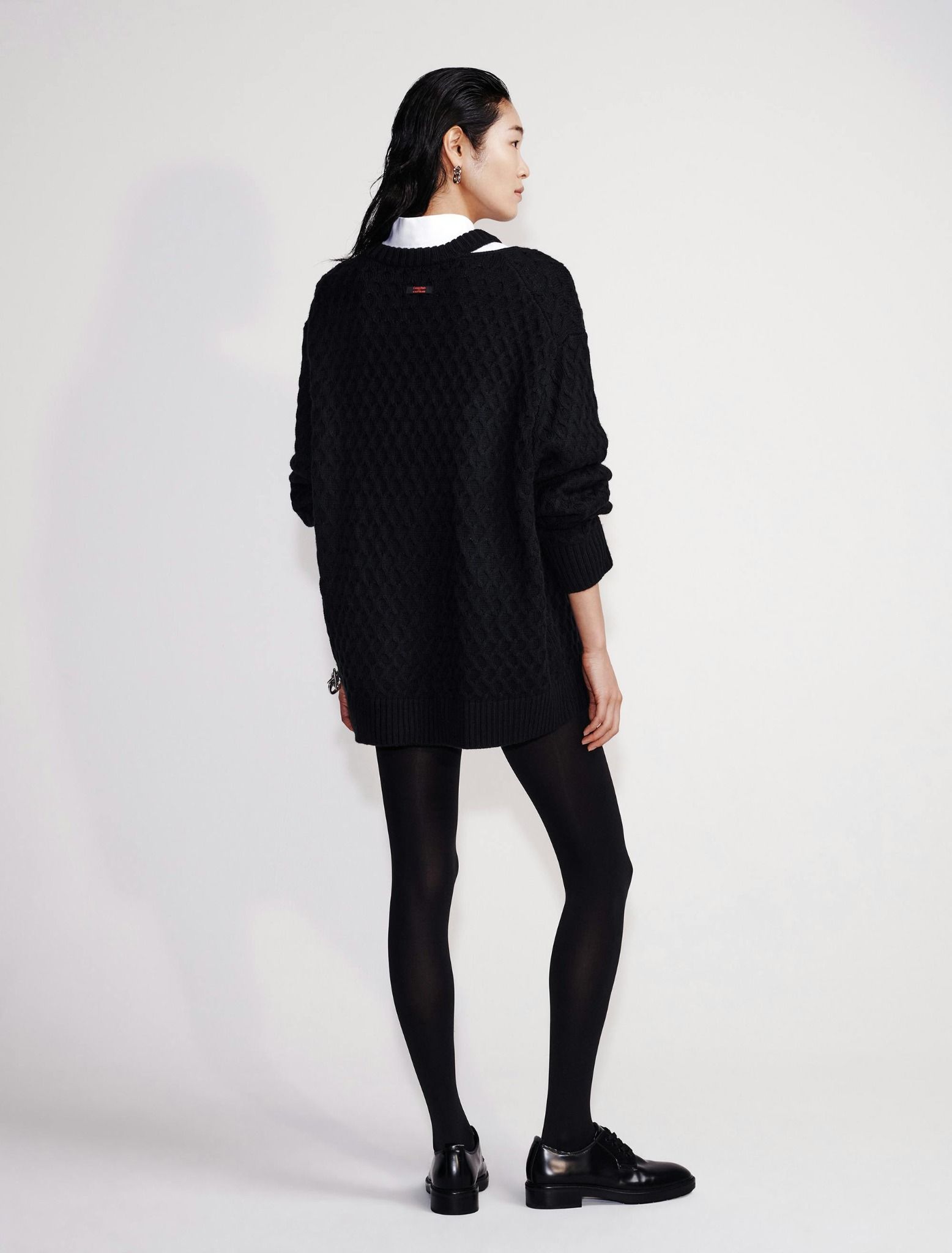 Calvin Klein - Áo len tay dài CK nữ Merino Wool Cable Knit Relaxed Crewneck Jumper