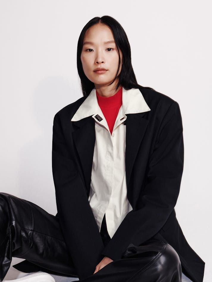 Calvin Klein - Áo khoác sơ mi CK nữ Poplin Woven Cropped Button-Down Shirt