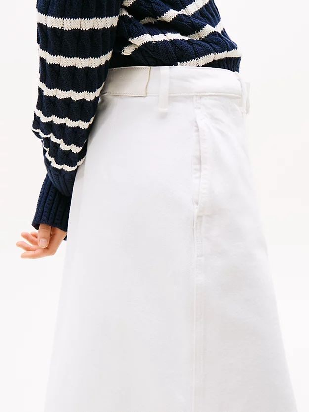 Tommy Hilfiger - Váy jeans nữ White Denim Midi Skirt
