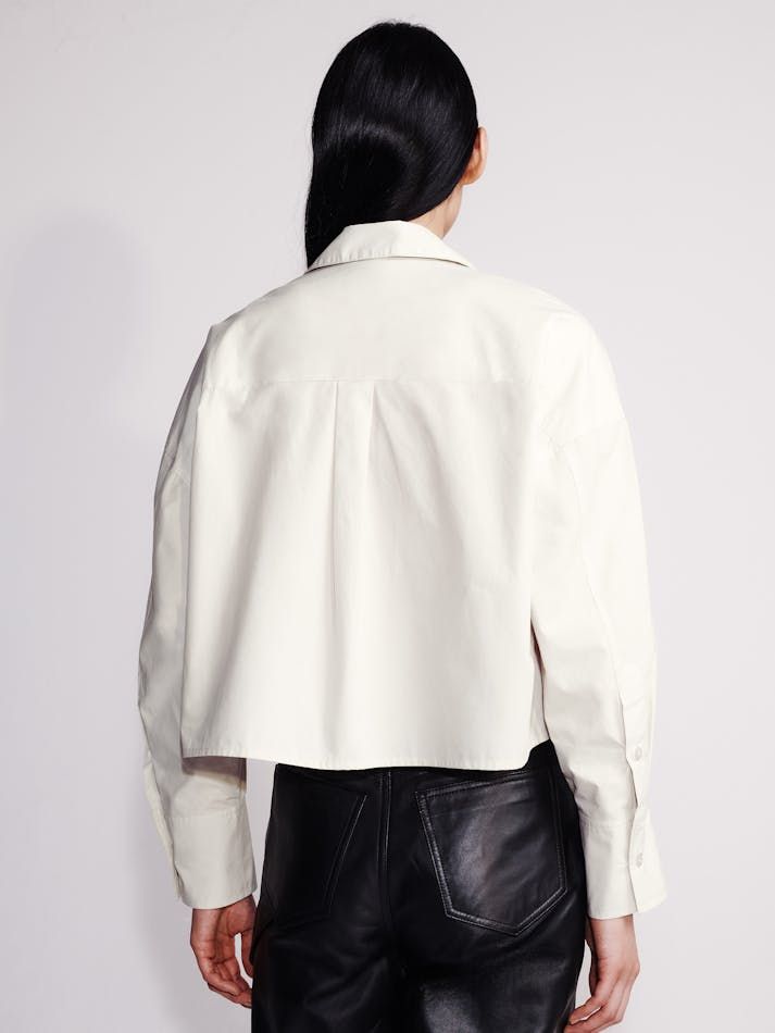 Calvin Klein - Áo khoác sơ mi CK nữ Poplin Woven Cropped Button-Down Shirt