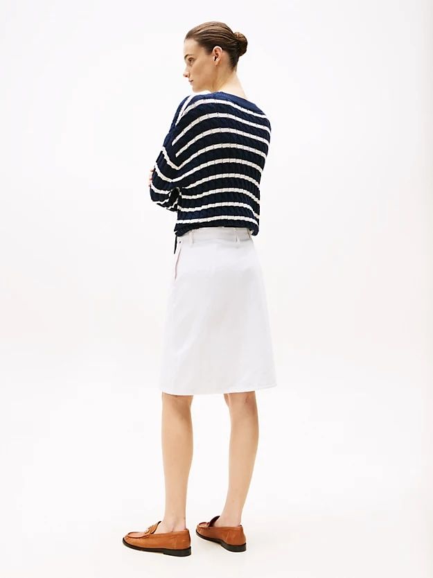 Tommy Hilfiger - Váy jeans nữ White Denim Midi Skirt