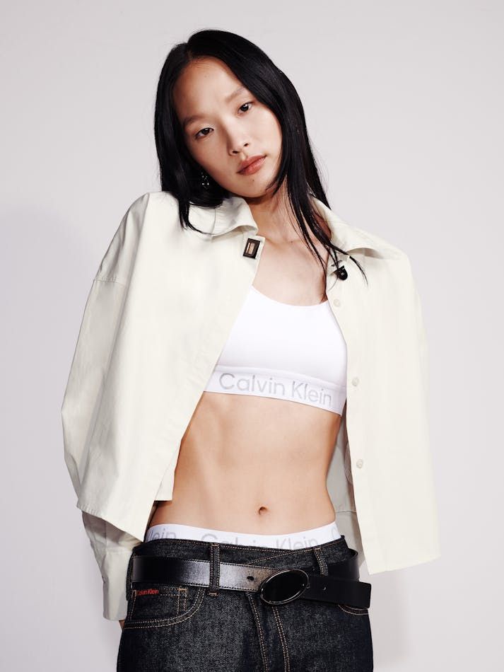 Calvin Klein - Áo khoác sơ mi CK nữ Poplin Woven Cropped Button-Down Shirt