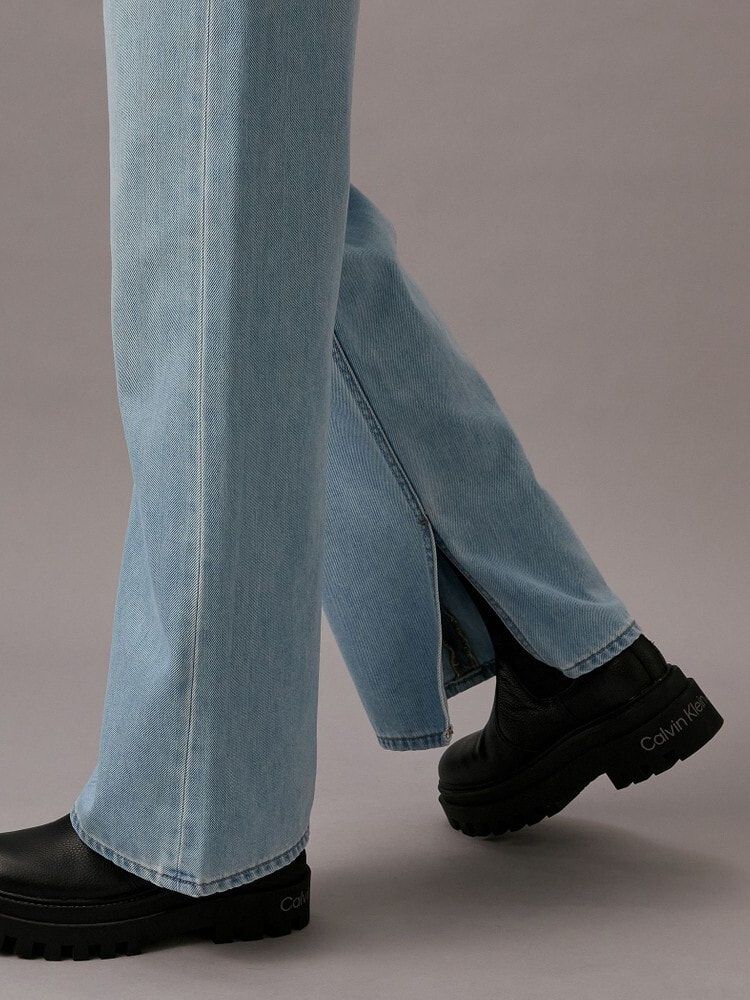 Calvin Klein - Quần jeans ống đứng CK nữ Highrise Wide Leg With Split Jean