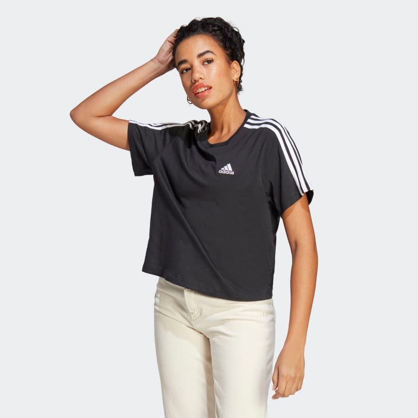 adidas - Áo tay ngắn Nữ Essentials 3-Stripes Single Jersey Crop Top