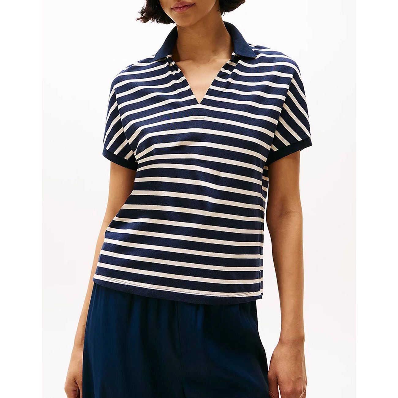 Tommy Hilfiger - Áo polo tay ngắn nữ Lyocell Open Relaxed Polo