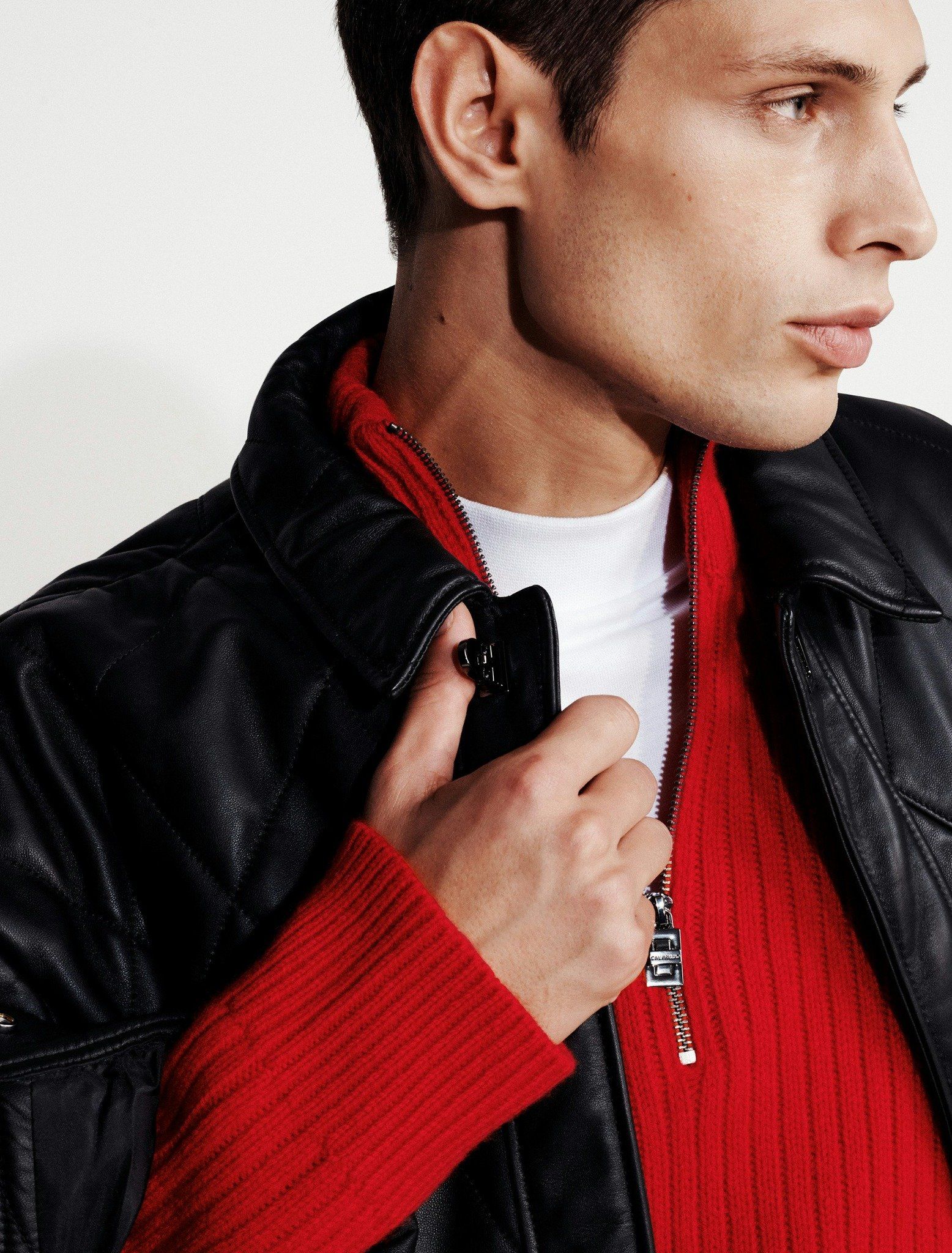 Calvin Klein - Áo khoác da CK nam Leather Quilted Jacket