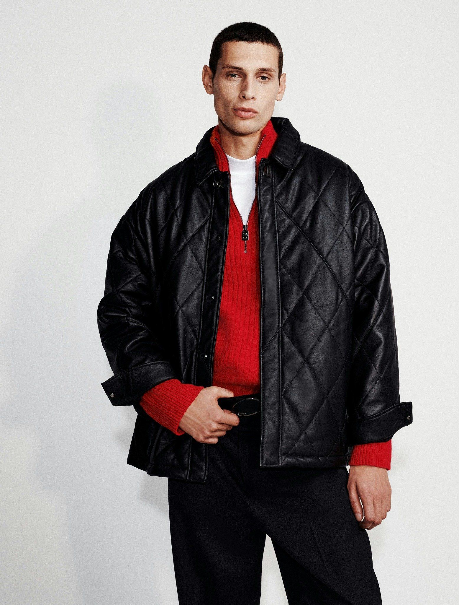 Calvin Klein - Áo khoác da CK nam Leather Quilted Jacket