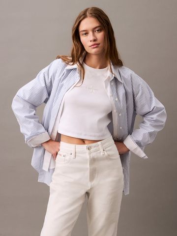 Calvin Klein - Áo thun thời trang CK nữ Monogram Logo Ribbed Baby Tee