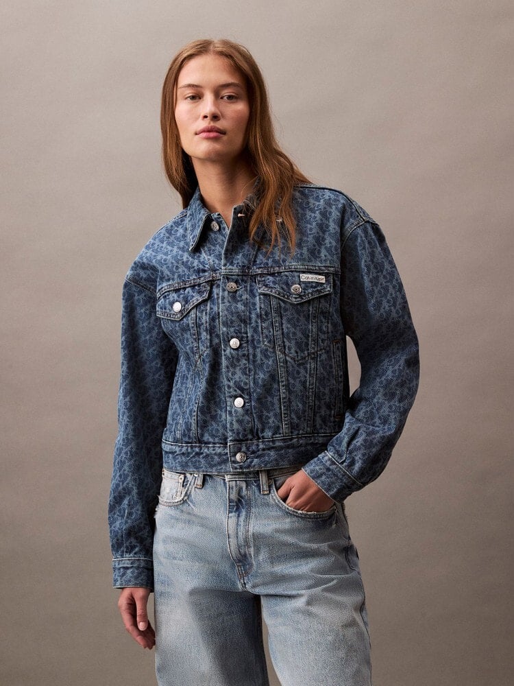 Calvin Klein - Áo khoác jeans CK nữ Women's 90S Trucker Aop Jacket
