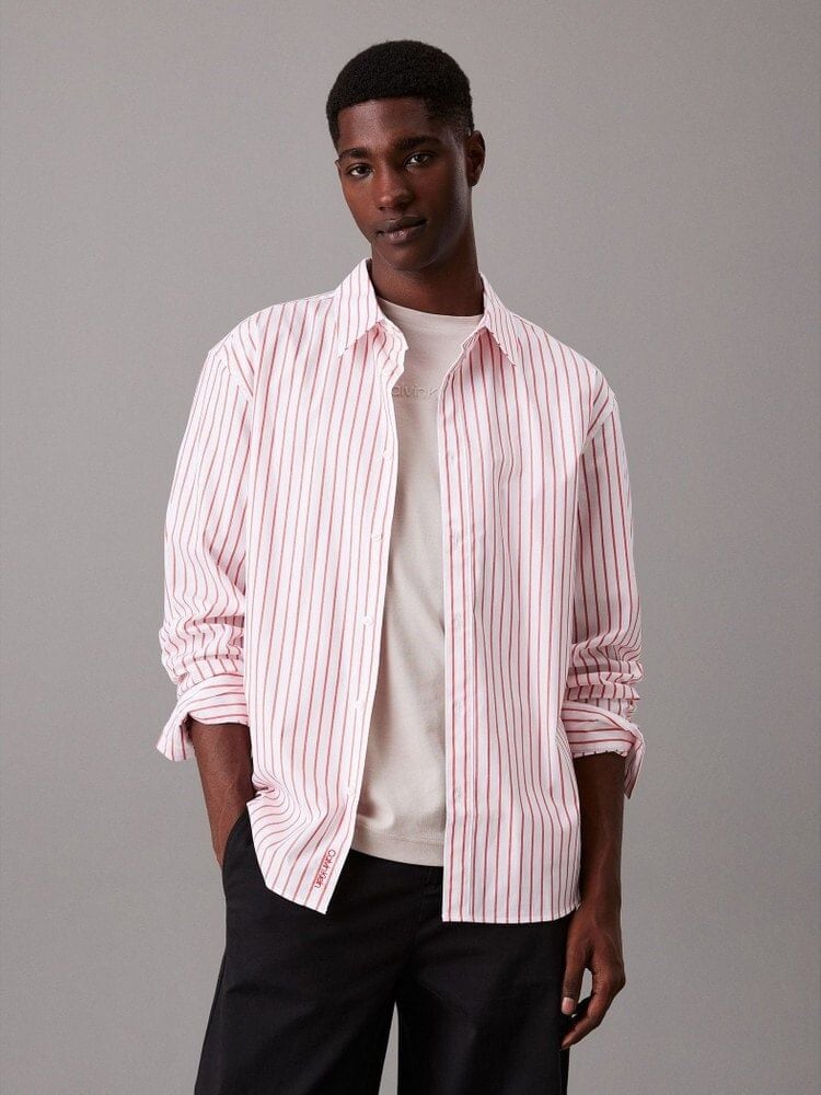 Calvin Klein - Áo sơ mi tay dài nam Long Stripe Relaxed Shirt
