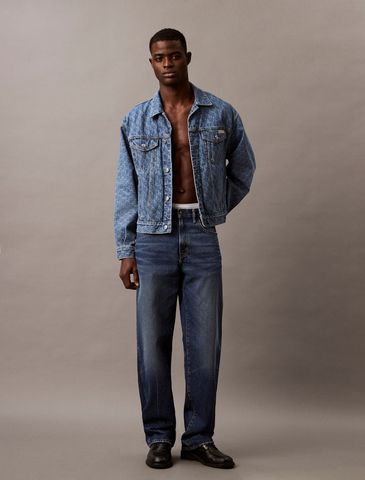 Calvin Klein - Áo khoác jeans CK nam 90s Allover Monogram Trucker Jacket