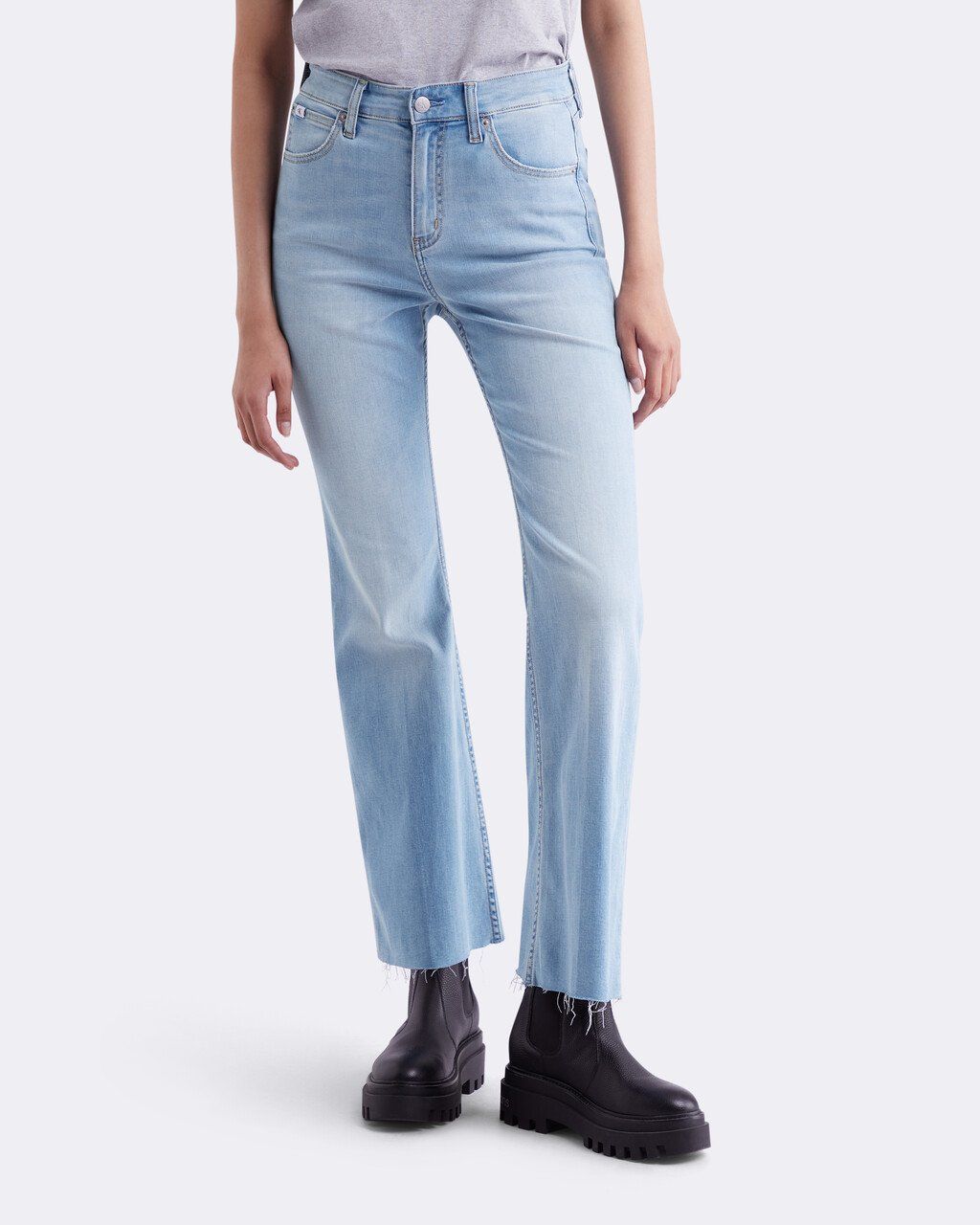 Calvin Klein - Quần jeans dài CK nữ Distressed High Rise Flare Jeans
