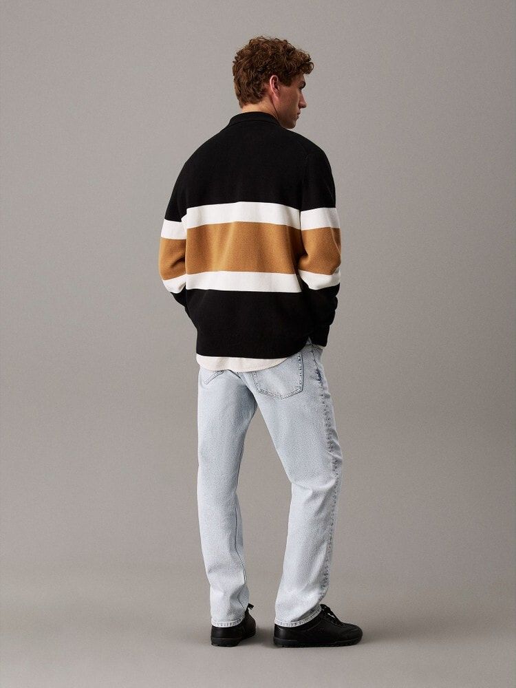 Calvin Klein - Áo len có cổ CK nam Half Milano Placed Stripe Polo