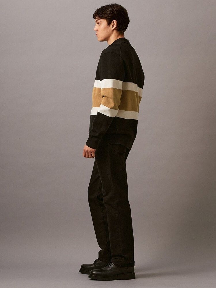 Calvin Klein - Áo len có cổ CK nam Half Milano Placed Stripe Polo
