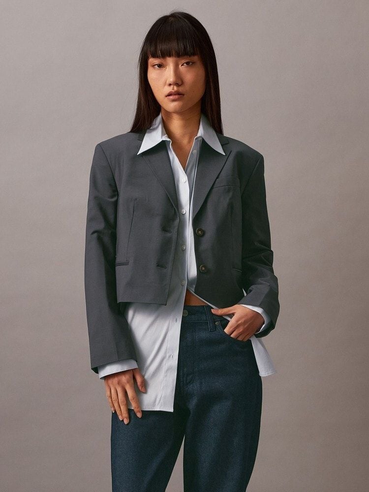 Calvin Klein - Áo khoác CK nữ CK Tropical Wool Cropped Blazer